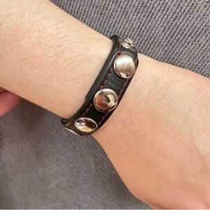 Black Leather bracelet with snaps